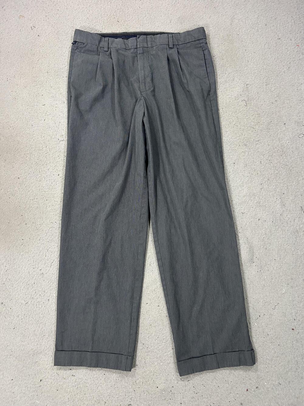 Dockers Pants Mens 33 Gray Stain Defender Pleated Dress Slacks Chino Cuffed